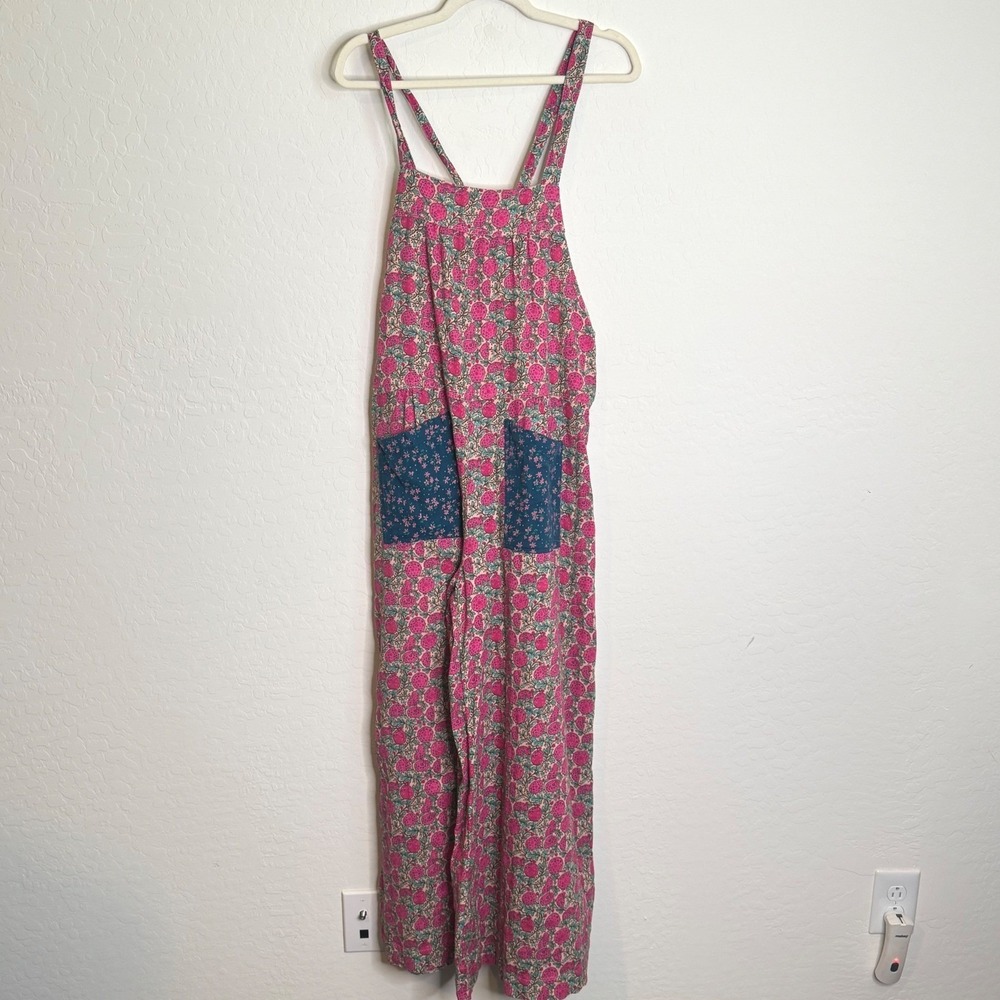 Natural Life Women 100% Cotton Jumpsuit S Pink Floral Wide Leg Boho Hippie